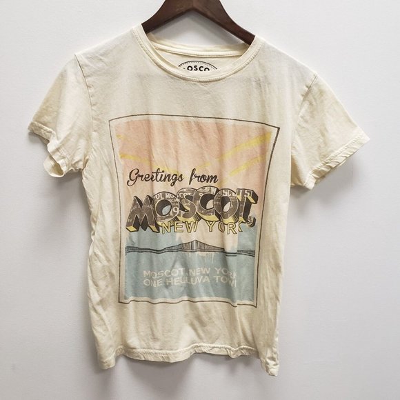 Todd Snyder Tops - Todd Snyder Womens Moscot New York T Shirt Size XS Yellow Short Sleeve Pullover